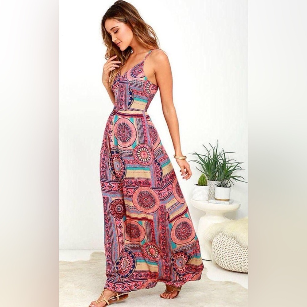 Lulu Sunrise to Sunset coral pink maxi dress